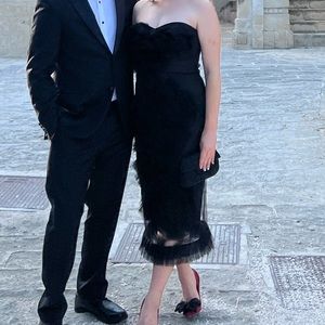 Marchesa Black Strapless Dress